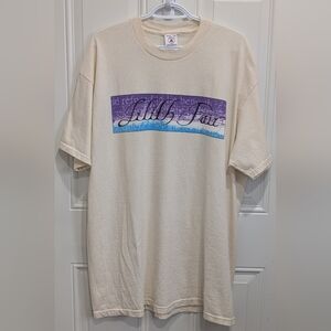 Delta Beige Tee with Purple and Blue Design